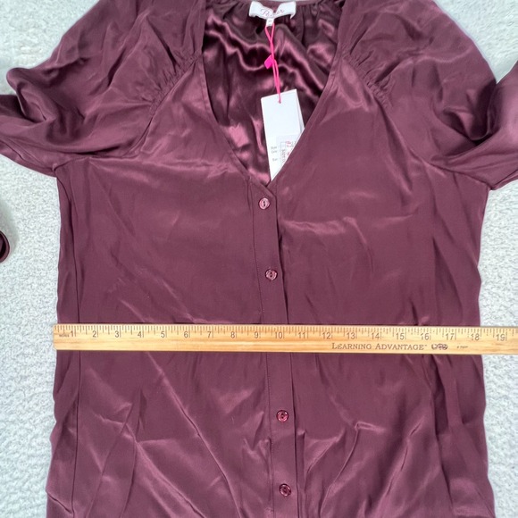 NWT Parker Calantha Dress‎ Womens XS 100% Silk Button Front Long Sleeve Maroon - Picture 8 of 12
